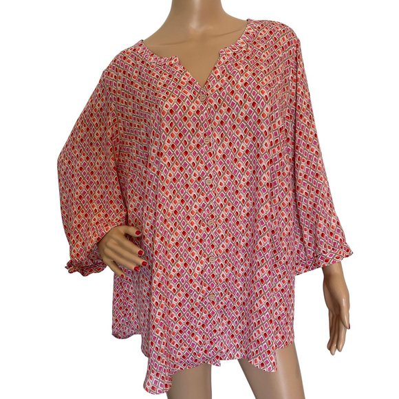 Catherines 1X Plus Size 3/4 Sleeve Top for Women, 18-20W Ladies Plus Size Blouse - Picture 8 of 11